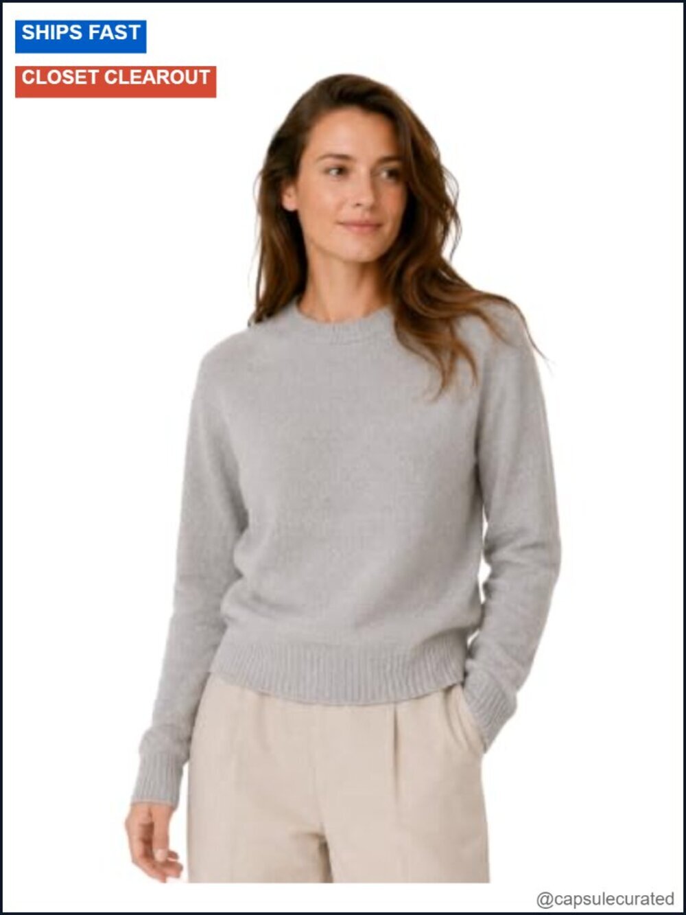 100% Pure Cashmere Crewneck Sweater Long Sleeve Pullover Classic